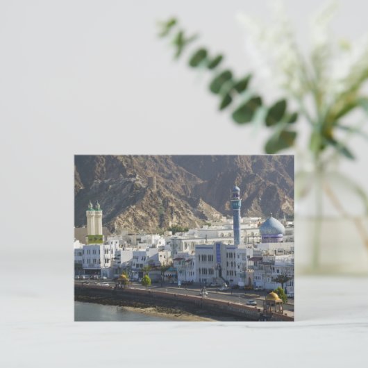 Oman, Muscat, Mutrah. Gebäude entlang der Mutrah Postkarte (Stehend Vorderseite)