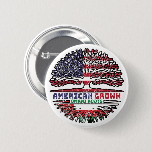 Oman Omani American USA Tree Roots Flag Button (Vorne & Hinten)