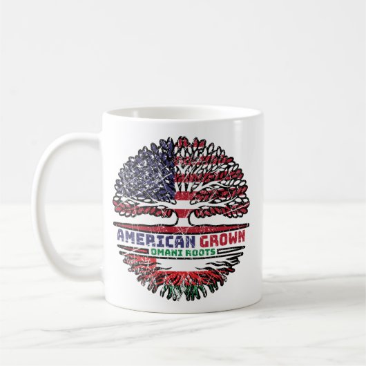 Oman Omani American USA Tree Roots Flag Kaffeetasse (Links)