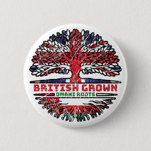 Oman Omani British UK Tree Roots Flag Button