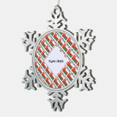 Oman Omani Flag Tiled Personalisiert Schneeflocken Zinn-Ornament (Rechts)