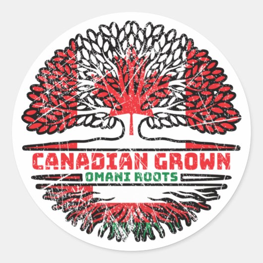 Oman Omani kanadische Tree-Roots-Flagge Runder Aufkleber (Vorderseite)