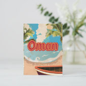 Oman Vintage Travel Poster Postkarte (Stehend Vorderseite)