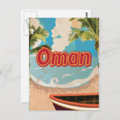 Oman Vintage Travel Poster Postkarte (Vorne/Hinten)