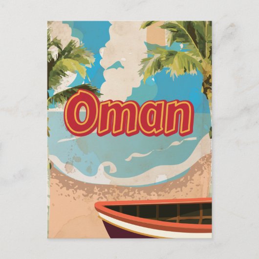 Oman Vintage Travel Poster Postkarte (Vorderseite)