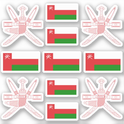 Omani-Staatssymbole /Emblem und Flag Aufkleber (Vorderseite)