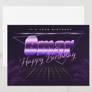 Omar Name Vorname lila retro Karte Geburtstag