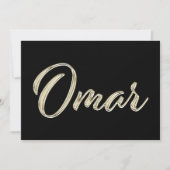 Omar Name white gold Handwriting Karte (Vorderseite)