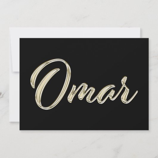 Omar Name white gold Handwriting Karte (Vorderseite)