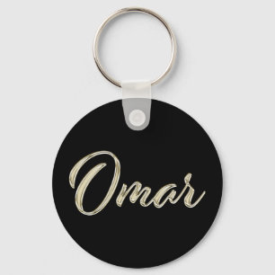 Omar Name whitegold Button Schlüsselanhänger