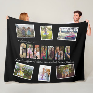 Omas 13-Foto-Familien-Erinnerungen-Schwarze Collag Fleecedecke