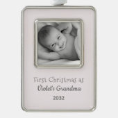 Oma's 1. Weihnachten Personalisierten Foto Name Rahmen-Ornament Silber (Vorderseite)