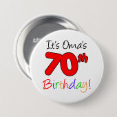 Omas 70. Geburtstags-Party-deutscher Button (Vorne & Hinten)