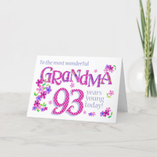 Oma's 93. Geburtstagskunst mit Blume Card Feiertagskarte