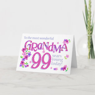 Oma's 99. Geburtstagskunst mit Blume Card Feiertagskarte
