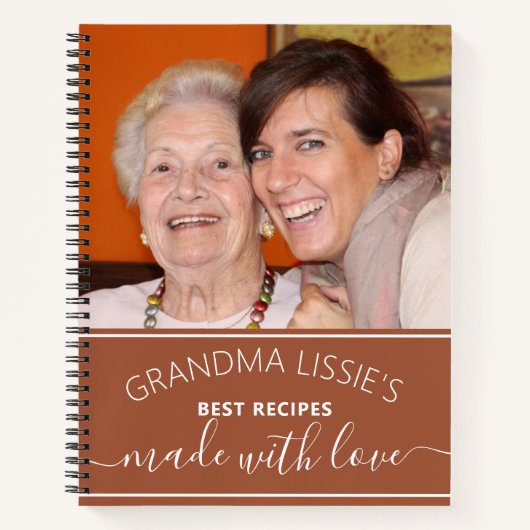 Oma's Best Recipes Terracotta Foto Kochbuch Notizblock (Vorderseite)