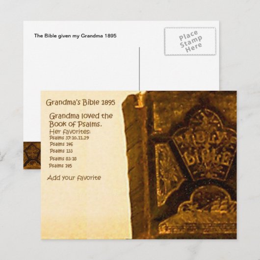 Oma's Bibel von 1895 Postkarte (Vorne/Hinten)