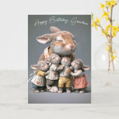 Oma's Birthday Bunnies Karte (Gelbe Blume)