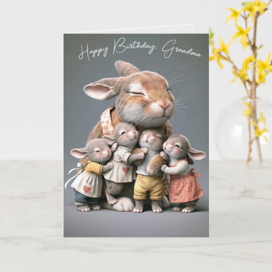 Oma's Birthday Bunnies Karte (Gelbe Blume)