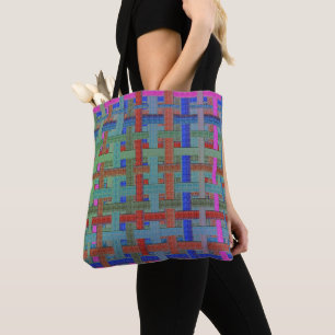 Omas buntes "Kariert" in Jute oder Leinwandoptik Tasche