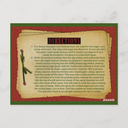 Oma's Divinity Fudge RECIPE CARD Postkarte (Rückseite)