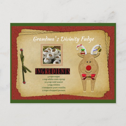Oma's Divinity Fudge RECIPE CARD Postkarte (Vorderseite)