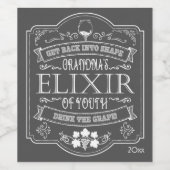 Oma's Elixier der Jugend, Funny Weinetikett (Einzelnes Label)