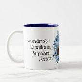Oma's Emotional Support Person Foto Blue Zweifarbige Tasse (Links)