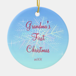 Oma's erster Weihnachts-Schneeflocken-Schmuck Keramikornament