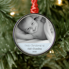 Oma's erstes Foto Personalisierter Weihnachtsnamen Ornament Aus Metall