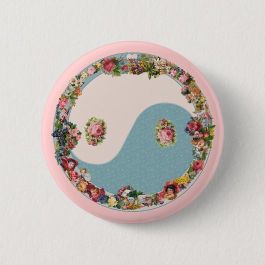 Omas florales Yin Yang Button (Vorderseite)