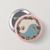 Omas florales Yin Yang Button (Vorne & Hinten)