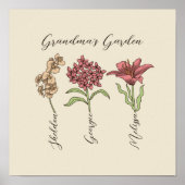 Oma's Garden Blume 3 Grandkids Name Floral Poster (Vorne)