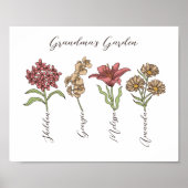 Oma's Garden Blume 4 Grandkids Name Floral Poster (Vorne)