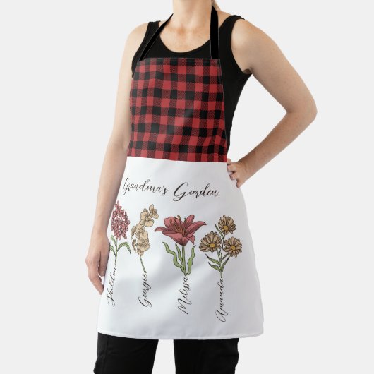 Oma's Garden Blume 4 Grandkids Name Floral Schürze (InSitu)