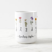 Oma's Garden Custom 9 Names Script-Wildblumen Kaffeetasse (Mittel)