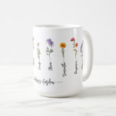 Oma's Garden Custom 9 Names Script-Wildblumen Kaffeetasse (VorderseiteRechts)