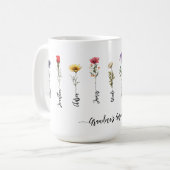 Oma's Garden Custom 9 Names Script-Wildblumen Kaffeetasse (Vorderseite Links)