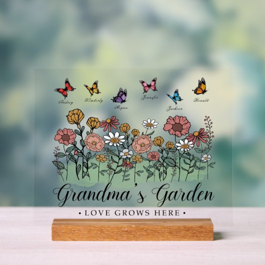 Oma's Garden Modern Keepake 6 Individuelle Name Acrylschild (Neutral)