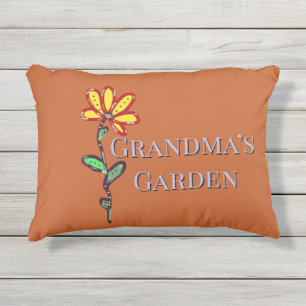 Omas Garten Einzelblume Orange Kissen Für Draußen