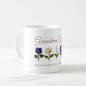 Omas Garten Häkelnachbildung Geburtsblumen-Tasse Kaffeetasse (Vorderseite Links)