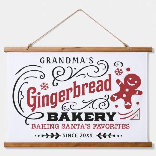 Oma's Gingerbread Bakery Wandteppich Mit Holzrahmen (Vorne)