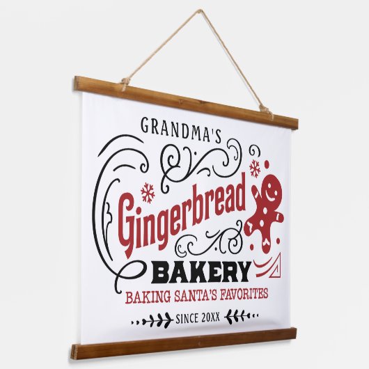 Oma's Gingerbread Bakery Wandteppich Mit Holzrahmen (Gewinkelt)