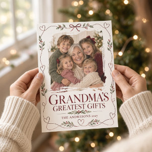 Omas größte Geschenke Weihnachtsfoto-Herzen Feiertagskarte