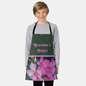 Oma's Helper Bright Pink Blume Foto Floral Schürze (Getragen)