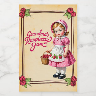 Omas Himbeer-Marmelade Vintage-Lebensmittel-Label Lebensmitteletikett