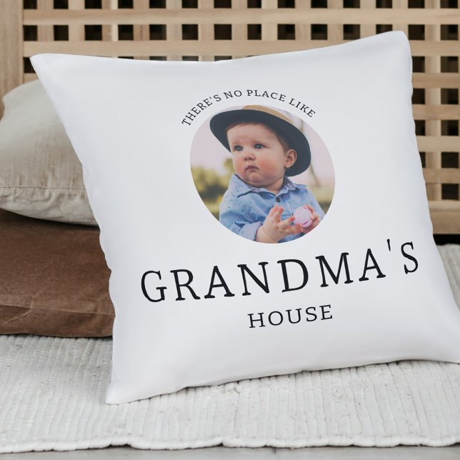Oma's House Keepake Schwarz-Weiß-Foto Kissen (Grandma's House Keepsake Black and White Photo Throw Pillow)