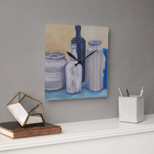 Oma's Jars Quadratische Wanduhr