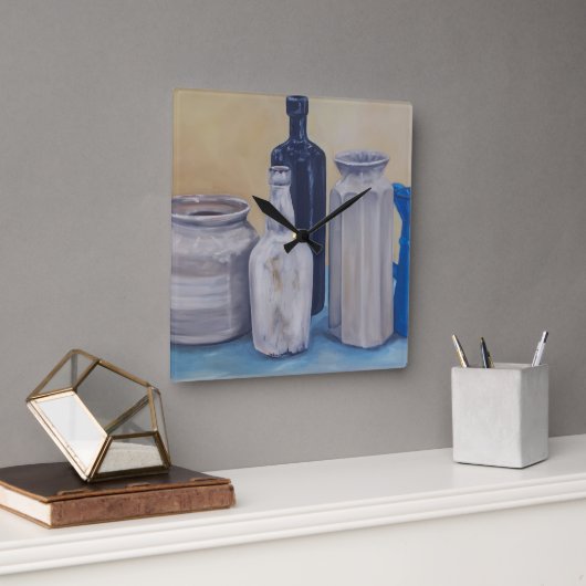 Oma's Jars Quadratische Wanduhr (Büro)