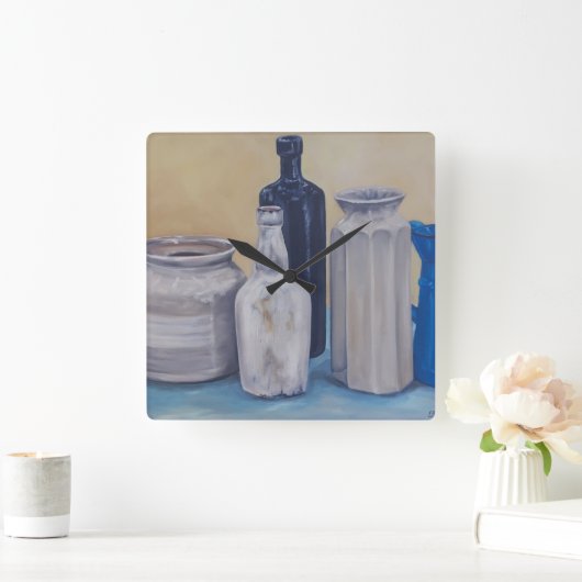 Oma's Jars Quadratische Wanduhr (Zuhause)